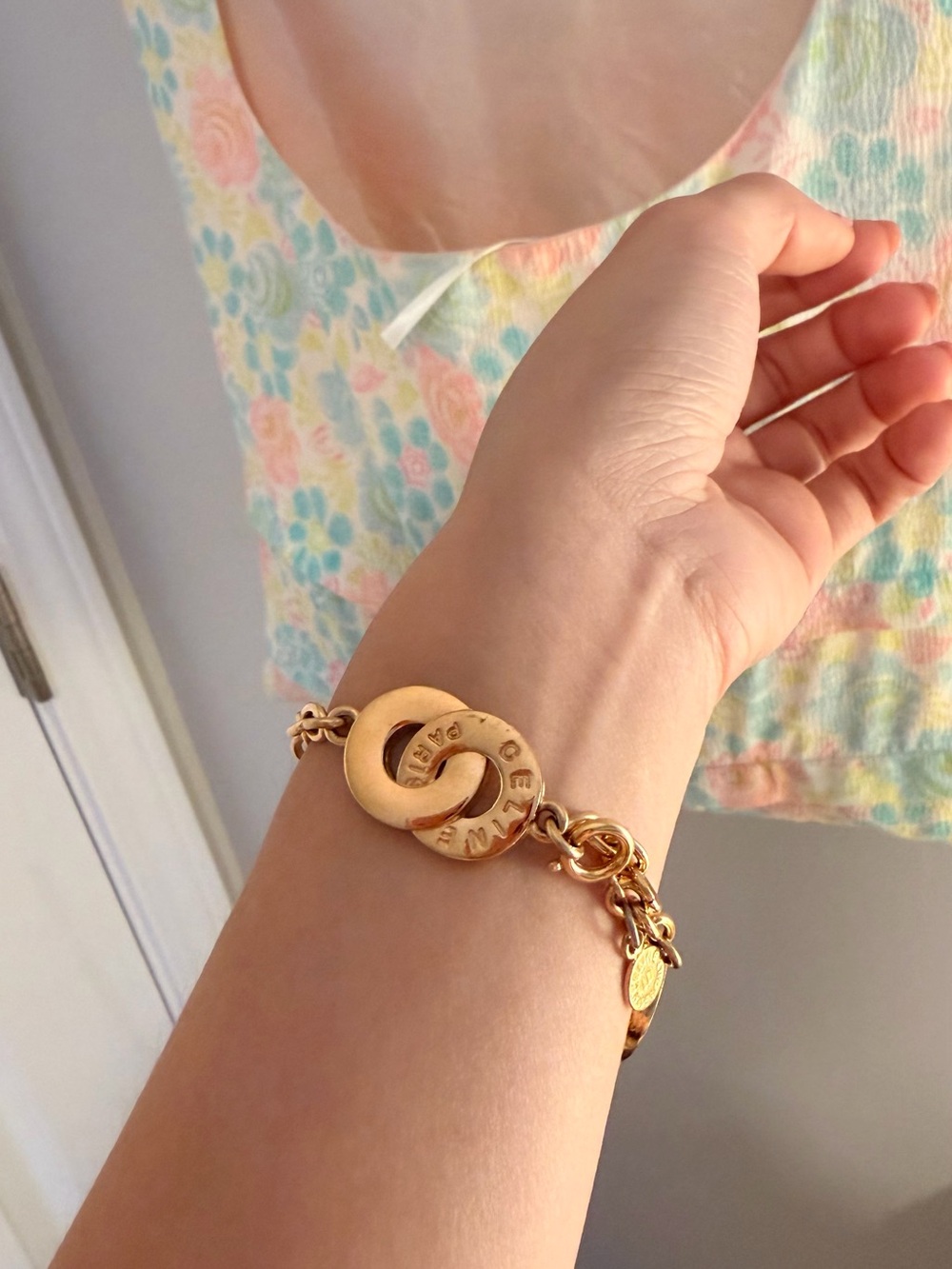 RareVintage CELINE Gold-Tone Logo Bracelet - Picture 4 of 7